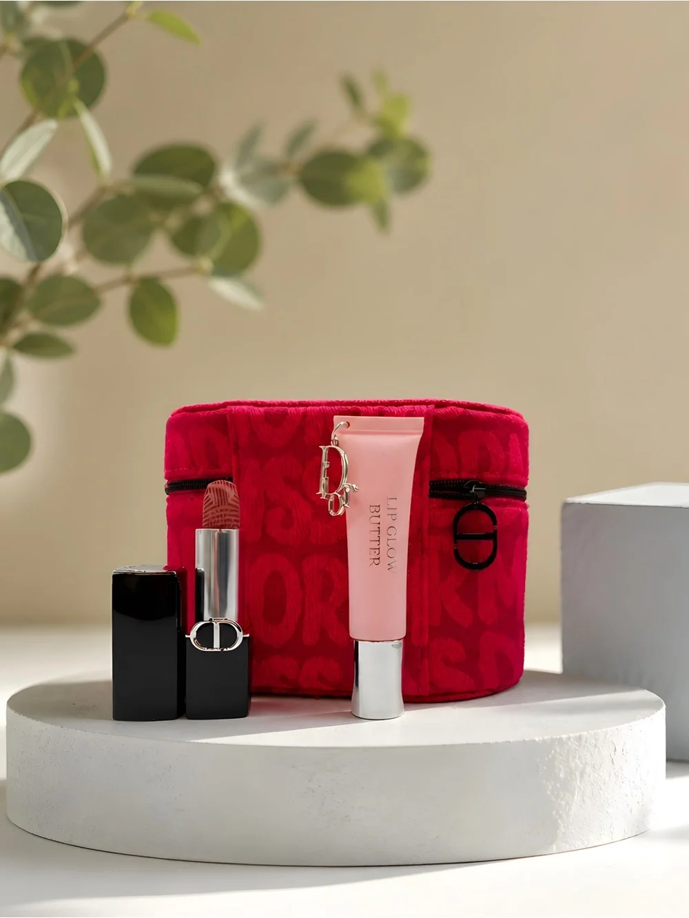 Miss Dior Makeup Case GWP/Dior Lip Glow Butter & Rouge Dior Velvet Lipstick